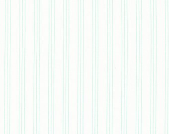 Moda Lighthearted Stripe Cream Aqua (55296 21) 1/2 Yard Increments