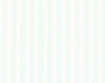 Moda Lighthearted Stripe Cream Aqua (55296 21) 1/2 Yard Increments