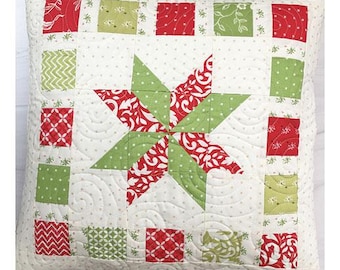 Festive Star Pillow Pattern by Sew Lux Fabric*Christmas Pillow Pattern*Pillow Pattern*Quilted Pillow Pattern*Festive Star*Pieced Pillow*