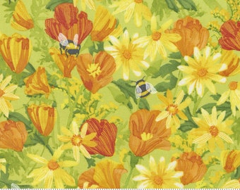 Moda Wild Blossoms Daisies and Poppies Sunlit (48731 13) 1/2-Yard Increments