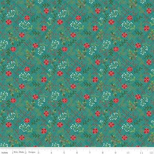 Riley Blake Designs Snowed In Berries Teal*C10812-TEAL*1/2 Yard Increments*Snowed In Berries*Christmas Fabric*Christmas Floral*Holiday