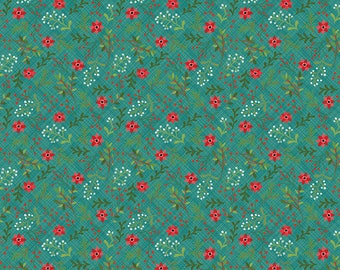 Riley Blake Designs Snowed In Berries Teal (C10812-TEAL) 1/2 Yard Increments