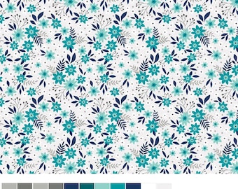 Benartex Among the Wildflowers II Primrose Ice (17102-05) 1/2-YD Increments