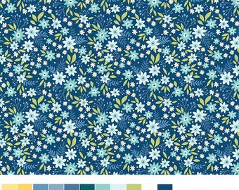 Benartex Among the Wildflowers II Primrose Indigo (17102-11) 1/2-YD Increments