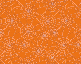 Riley Blake Designs Bad to the Bone Spiderwebs Orange (SC11922-ORANGE) 1/2-Yard Increments