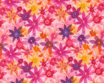 Moda Flower Patches Garden Plot Bubblegum (21827 13) 1/2-YD Increments*Amarilys Henderson*Floral Fabric*Butterfly Fabric*Bright Flowers*