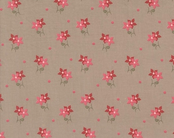 Moda A Very Sweet Christmas Poinsettias Stone (3063 17) 1/2-YD Increments