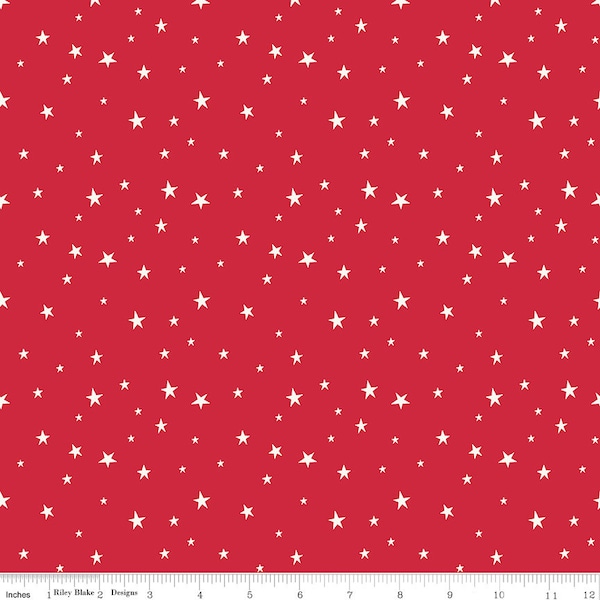 Riley Blake Designs Land of the Brave Stars Red (C13146-RED) 1/2 Yard Increments*Patriotic Stars*Land of the Brave Main Stars*Americana