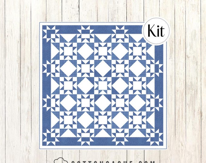 Featured listing image: Something Blue Quilt Kit featuring Blueprint by Camille Roskelley for Moda (CCK100202)