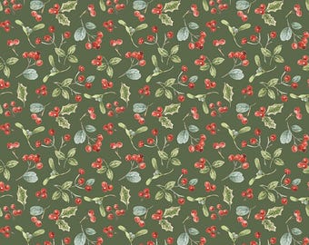 Riley Blake Designs Holiday Spirit Berries Green by Lisa Audit (CD17463-GREEN) 1/2-YD Increments