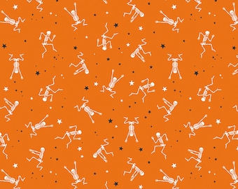 Riley Blake Designs Bad to the Bone Skeletons Orange (C11921-ORANGE) 1/2-Yard Increments