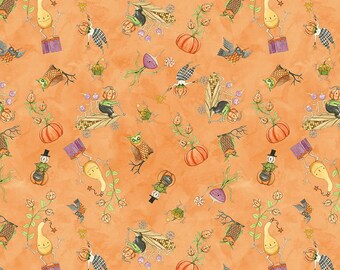 Riley Blake Designs Ghoul Friends Gourds Toss Orange (C16051-Orange) 1/2-Yard Increments*Halloween Fabric*Whimsical Halloween*Teresa Kogut
