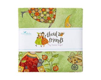 Riley Blake Designs Ghoul Friends 5" Stacker (5-16050-42) Charm Pack*Halloween Precut Fabric*Whimsical Halloween Fabric*Teresa Kogut