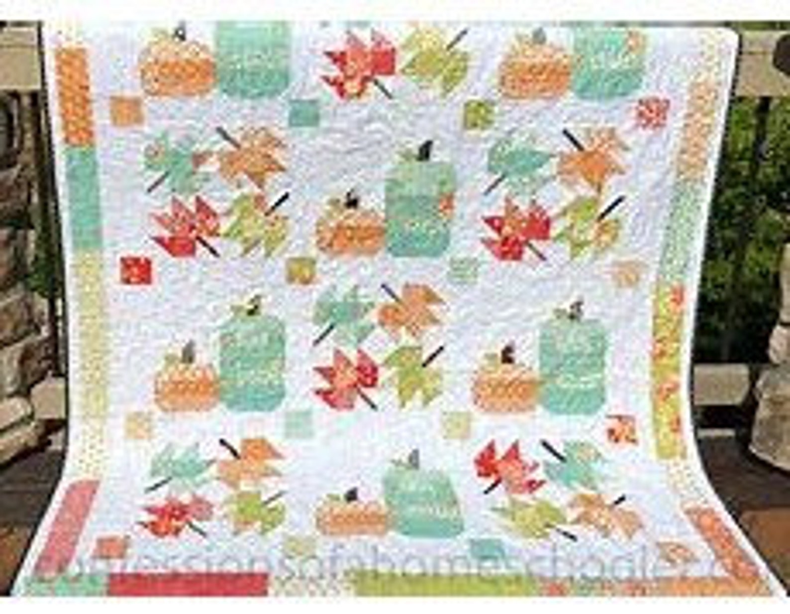 Farm House Fall Quilt Kit*fall Quilt Kit*leaves & Pumpkins Quilt*new ...