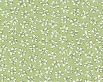 Moda Lighthearted Ribbon Green (55293 19) 1/2 Yard Increments*Green Blender*Large Floral Fabric*Lighthearted Floral*Spring Blender*Ribbons