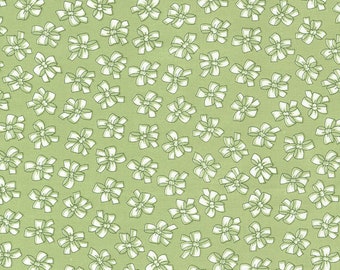 Moda Lighthearted Ribbon Green (55293 19) 1/2 Yard Increments*Green Blender*Large Floral Fabric*Lighthearted Floral*Spring Blender*Ribbons