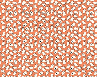 Riley Blake Designs Spooky Schoolhouse Ghosts Orange (C13205-ORANGE) 1/2-YD Increments