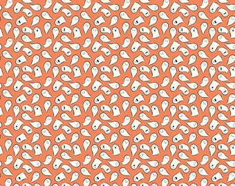 Riley Blake Designs Spooky Schoolhouse Ghosts Orange (C13205-ORANGE) 1/2-YD Increments