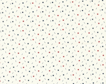 Moda American Gatherings II Space Star Dove (49247 11) 1/2-YD Increments*American Gatherings*Patriotic Floral*Patriotic Stars*Valor Fabric