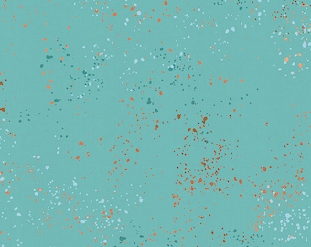 Ruby Star Society Speckled Metallic Turquoise (RS5027 72M) 1/2-YD Increments*Metallic Blender*Metallic Background*Ruby Star Speckled*Blue