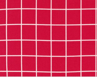 Moda One Fine Day Windowpane Red (55235 11) 1/2 Yard Increments