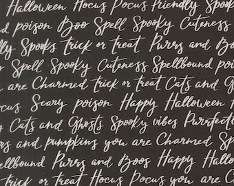 Moda Purrs and Boos Happy Halloween Black Cat (39062 16) 1/2-YD increments