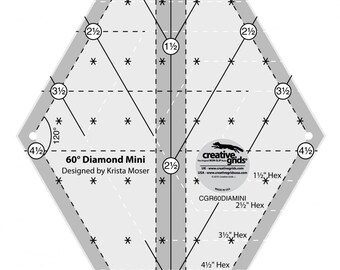 Creative Grids 60 Degree Mini Diamond Ruler*Diamond Ruler*60 Degree Ruler*Creative Grids Ruler*Diamond Rulers*Quilting Rulers*Diamond*