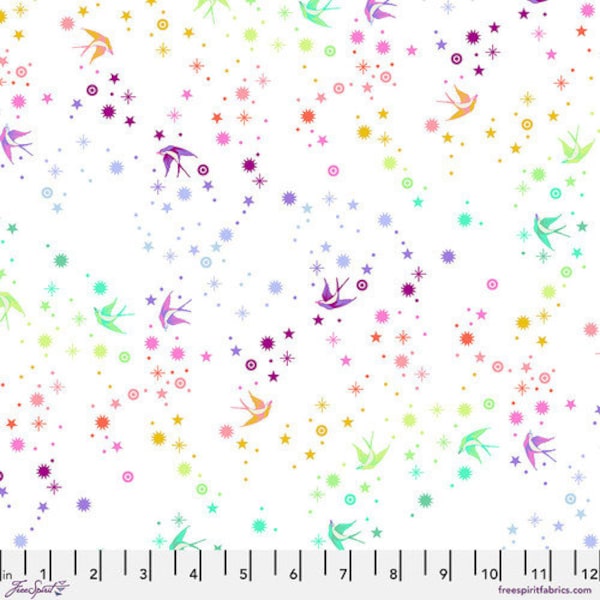 Free Spirit True Colors Fairy Dust White*PWTP133.WHITE*1/2 Yard Increments*Tula Pink*True Color*Fairy Dust*White Fairy Dust*White Low Volume