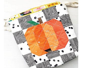Mini Pumpkin Drawstring Bag Pattern by Branch & Blume*Pumpkin Bag*Bag Pattern*Quilted Bag Pattern*Small Bag Pattern*Mini Bag Pattern*Bags*