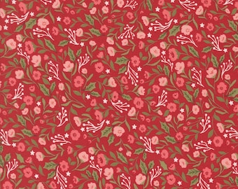 MODA Berry And Pine Christmas Posies Cranberry (5241 14) 1/2-YD Increments