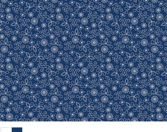 Benartex Among the Wildflowers II Tin Lantern Indigo (17105-11) 1/2-YD Increments