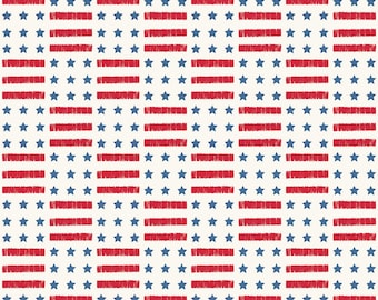 Riley Blake Designs Land of the Brave Stars and Stripes Cream (C13141-CREAM) 1/2 Yard Increments