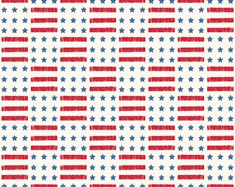 Riley Blake Designs Land of the Brave Stars and Stripes Cream (C13141-CREAM) 1/2 Yard Increments