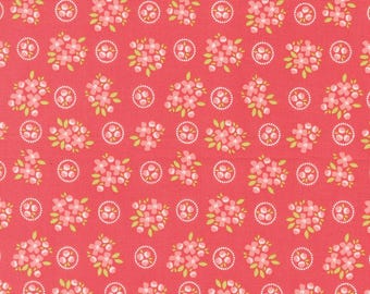 Moda Cali Co Ring Around Posie Flamingo (29191 12) 1/2-YD Increments*Corey Yoder*Cali Co Fabric*Small Floral Fabric*Cali Co Floral*Posies