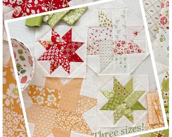 The Pattern Basket Linen Stars Quilt Block Pattern
