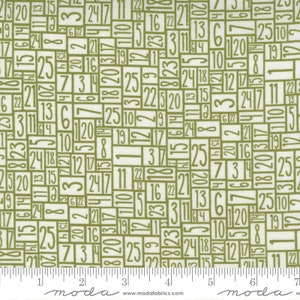 MODA Snowkissed Pine Countdown (55583 23) 1/2-YD Increments*Sweetwater Snowkissed*Christmas Fabric*Christmas Countdown Fabric*Numbers