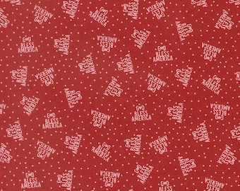 Moda Independence Day God Bless America Red by Sweetwater (55724 13) 1/2 Yard Increments