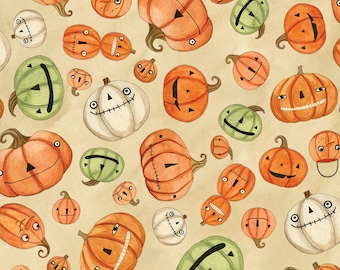 Riley Blake Designs Halloween Whimsy Pumpkins Parchment (CD11821-PARCHMENT) 1/2-Yard Increments