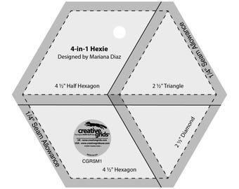Creative Grids 4-in-1 Hexie*Hexagon Ruler*Hexi Ruler*Triangle Ruler*Half Hexagon Ruler*Jewel Ruller* Half Hexi Ruler*Creative Grids Ruler*