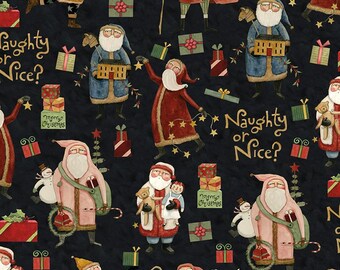 Riley Blake Designs Naughty or Nice Main Black (C16260-BLACK) 1/2-Yard Increments