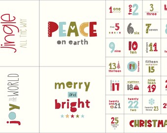 MODA Printworks Snowkissed Packaged Panel Christmas Advent/Quotes/Numbers (55588 11P)