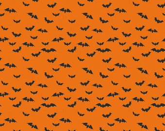 Riley Blake Designs Bad to the Bone Bats Orange (C11923-ORANGE) 1/2-Yard Increments