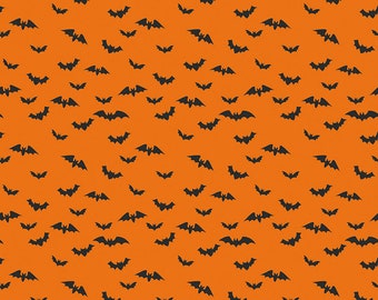 Riley Blake Designs Bad to the Bone Bats Orange (C11923-ORANGE) 1/2-Yard Increments