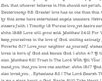 Riley Blake Designs Take Heart Love Scripture White (C15388-WHITE) 1/2-YD Increments*Low Volume*White Text Fabric*Love Scriptures*Text*
