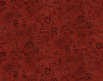 Riley Blake Designs Naughty or Nice Santas and Gifts Red (C16262-RED 1/2-Yard Increments