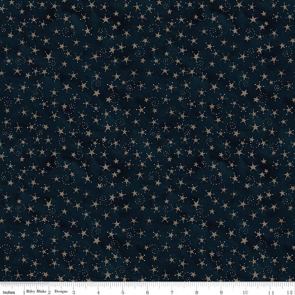 Riley Blake Designs Bright Stars Stars Navy (C13106-NAVY) 1/2 Yard Increments*Folk Art Americana Fabric*Americana*Bright Star*Folk Art Stars
