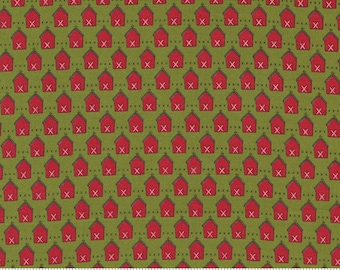 Moda Red Barn Christmas Red Barn - Grass Red (55532 12) 1/2 Yard Increments