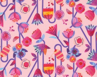 Moda Flower Patches Candy Flowers Bubblegum (21822 13) 1/2-YD Increments*Amarilys Henderson*Floral Fabric*Butterfly Fabric*Bright Flowers*