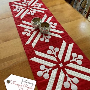 Snowberry Runners Pattern from Poorhouse Quilt Designs*Snowflake Table Runner*Winter Table Runner*Snowflake Runner*Christmas Runner*Holiday*