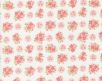 Moda Cali Co Ring Around Posie Cloud Flamingo (29191 11) 1/2-YD Increments*Corey Yoder*Cali Co Fabric*Small Floral Fabric*Cali Co Floral*